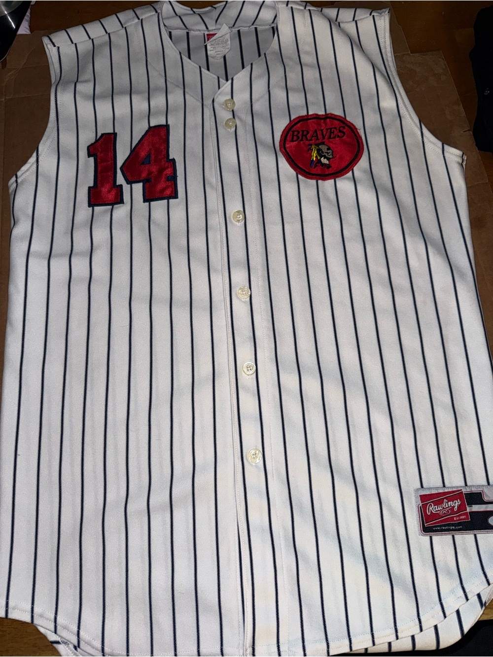 Rawlings Sleeveless Braves #14 Jersey Large G10